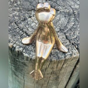 Vintage Solid Brass Frog Figurine | Made in India | Whimsical Brass Decor